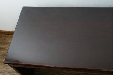 和製ヴィンテージ　希少な廃番品!!　オールドカリモク(karimoku)　ガラス天板のデスクとサイドチェストの2点セット　(R-089445)