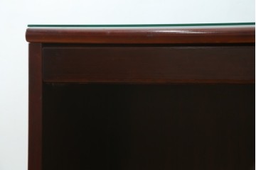 和製ヴィンテージ　希少な廃番品!!　オールドカリモク(karimoku)　ガラス天板のデスクとサイドチェストの2点セット　(R-089445)