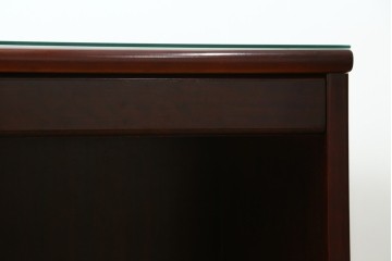 和製ヴィンテージ　希少な廃番品!!　オールドカリモク(karimoku)　ガラス天板のデスクとサイドチェストの2点セット　(R-089445)