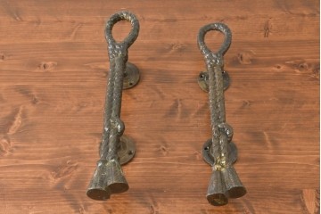 イギリスヴィンテージ　真鍮　ロープをかたどった装飾的なドアハンドル2個セット　(R-089452)