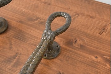 イギリスヴィンテージ　真鍮　ロープをかたどった装飾的なドアハンドル2個セット　(R-089452)