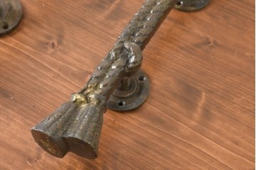 イギリスヴィンテージ　真鍮　ロープをかたどった装飾的なドアハンドル2個セット　(R-089452)