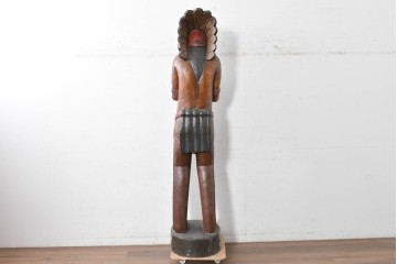  新古品　バリ島　特注製作品　高さ約2mのシガーストアインディアンの大型オブジェ　(R-089463)