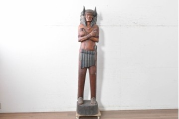  新古品　バリ島　特注製作品　高さ約2mのシガーストアインディアンの大型オブジェ　(R-089464)
