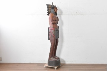  新古品　バリ島　特注製作品　高さ約2mのシガーストアインディアンの大型オブジェ　(R-089464)