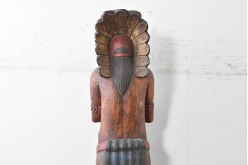  新古品　バリ島　特注製作品　高さ約2mのシガーストアインディアンの大型オブジェ　(R-089464)