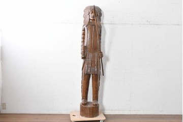  新古品　バリ島　特注製作品　高さ約2mのシガーストアインディアンの大型オブジェ　(R-089465)