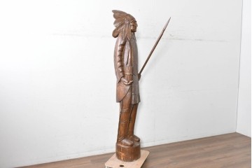  新古品　バリ島　特注製作品　高さ約2mのシガーストアインディアンの大型オブジェ　(R-089465)