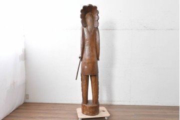  新古品　バリ島　特注製作品　高さ約2mのシガーストアインディアンの大型オブジェ　(R-089465)