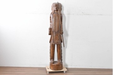  新古品　バリ島　特注製作品　高さ約2mのシガーストアインディアンの大型オブジェ　(R-089466)