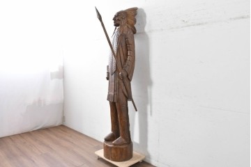  新古品　バリ島　特注製作品　高さ約2mのシガーストアインディアンの大型オブジェ　(R-089466)