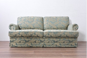 中古　美品　maruni(マルニ木工)　地中海シリーズ　モナコハイ　花柄ファブリックが上品なワイドラブシート　(R-089470)