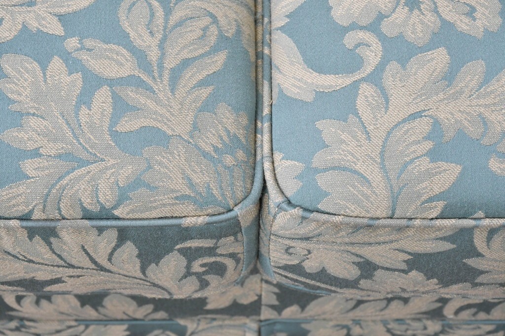 中古　美品　maruni(マルニ木工)　地中海シリーズ　モナコハイ　花柄ファブリックが上品なワイドラブシート　(R-089470)
