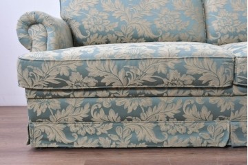 中古　美品　maruni(マルニ木工)　地中海シリーズ　モナコハイ　花柄ファブリックが上品なワイドラブシート　(R-089470)