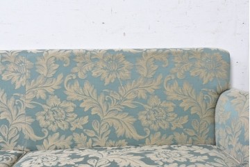 中古　美品　maruni(マルニ木工)　地中海シリーズ　モナコハイ　花柄ファブリックが上品なワイドラブシート　(R-089470)