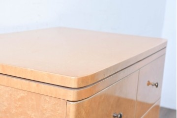 中古　島本家具工芸　バーズアイ　天板が美しく浮き上がって見える5段チェスト　(R-089479)
