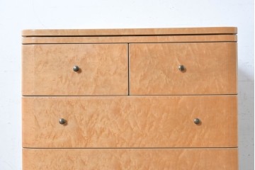 中古　島本家具工芸　バーズアイ　天板が美しく浮き上がって見える5段チェスト　(R-089479)