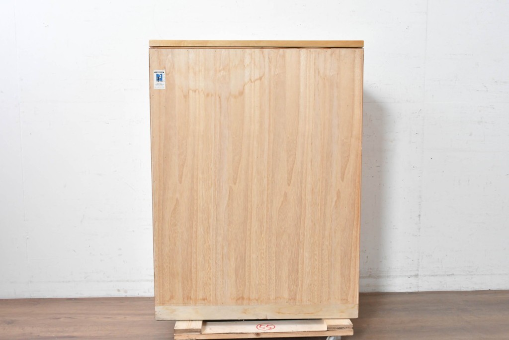中古　島本家具工芸　バーズアイ　天板が美しく浮き上がって見える5段チェスト　(R-089479)