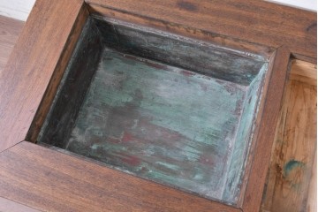 和製アンティーク　欅(ケヤキ)材　力強い木目を楽しめる関西火鉢　(R-089480)