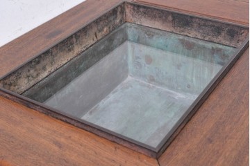 和製アンティーク　欅(ケヤキ)材　力強い木目を楽しめる関西火鉢　(R-089480)