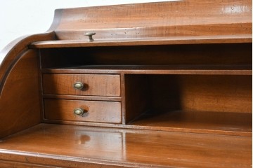 中古　アメリカ高級輸入家具　象嵌入りのシリンダートップライティングビューロー　(R-089482)