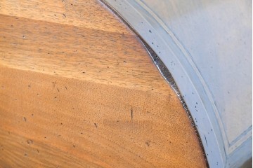 中古　アメリカ高級輸入家具　象嵌入りのシリンダートップライティングビューロー　(R-089482)