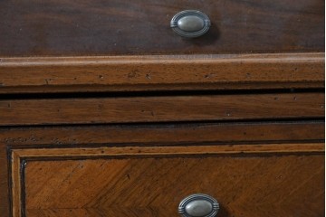 中古　アメリカ高級輸入家具　象嵌入りのシリンダートップライティングビューロー　(R-089482)