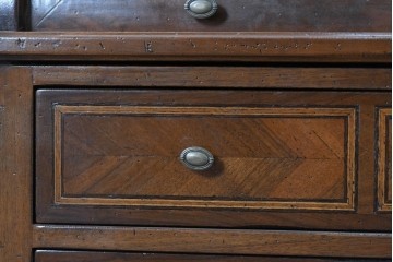中古　アメリカ高級輸入家具　象嵌入りのシリンダートップライティングビューロー　(R-089482)