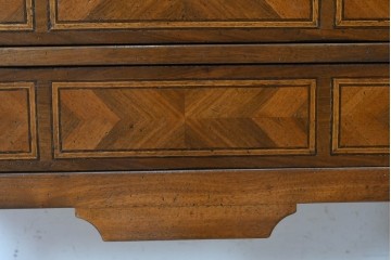 中古　アメリカ高級輸入家具　象嵌入りのシリンダートップライティングビューロー　(R-089482)