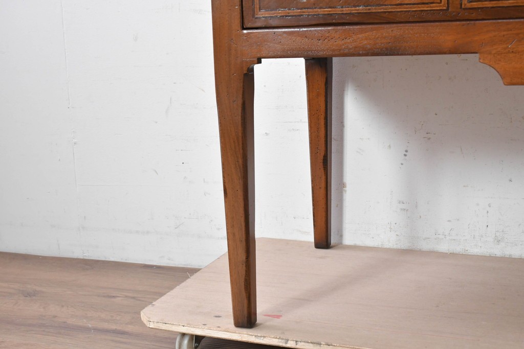中古　アメリカ高級輸入家具　象嵌入りのシリンダートップライティングビューロー　(R-089482)