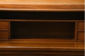 中古　アメリカ高級輸入家具　象嵌入りのシリンダートップライティングビューロー　(R-089482)