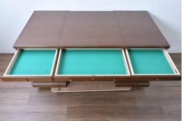 中古　希少な廃番品　maruni(マルニ木工)　地中海ロイヤルシリーズ(ROYAL)　重厚で品格のある両袖机　定価約56万円　(R-089484)