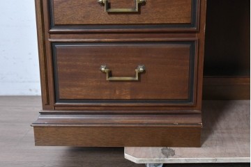 中古　希少な廃番品　maruni(マルニ木工)　地中海ロイヤルシリーズ(ROYAL)　重厚で品格のある両袖机　定価約56万円　(R-089484)