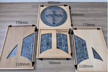 イギリスアンティーク　圧巻の大迫力!!　荘厳な教会で使われていた大型ステンドグラス7点セット　(R-089492)