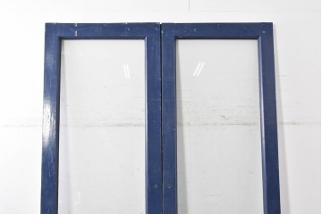 イギリスヴィンテージ建具　特大!!　高さ2.5m　ブルーカラーがお洒落な両開き扉2枚(1対)セット　(R-089497)