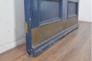 イギリスヴィンテージ建具　特大!!　高さ2.5m　ブルーカラーがお洒落な両開き扉2枚(1対)セット　(R-089497)