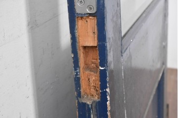 イギリスヴィンテージ建具　特大!!　高さ2.5m　ブルーカラーがお洒落な両開き扉2枚(1対)セット　(R-089497)