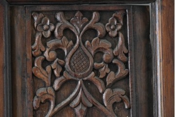 ヴィンテージ建具　インドネシア　特大!!　高さ約2.8m　縦長の植物模様が美しい彫刻パネル1枚　(R-089498)