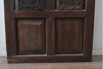 ヴィンテージ建具　インドネシア　特大!!　高さ約2.8m　縦長の植物模様が美しい彫刻パネル1枚　(R-089501)
