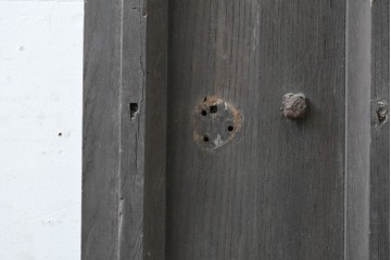 イギリスアンティーク建具　希少!!　オーク材　アーチ型の意匠が印象的な両開き扉2枚(1対)セット　(R-089505)