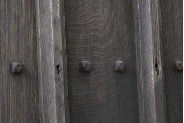 イギリスアンティーク建具　希少!!　オーク材　アーチ型の意匠が印象的な両開き扉2枚(1対)セット　(R-089505)