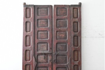 ヴィンテージ建具　モロッコ　特大!!　高さ約2.4m　オリエンタルな雰囲気漂う両開きドア2枚(1対)セット　(R-089507)