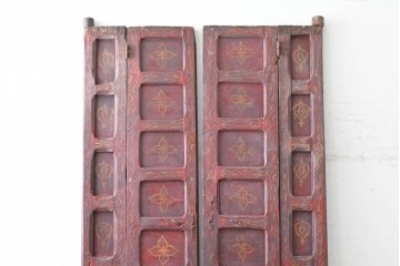 ヴィンテージ建具　モロッコ　特大!!　高さ約2.4m　オリエンタルな雰囲気漂う両開きドア2枚(1対)セット　(R-089507)