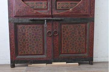 ヴィンテージ建具　モロッコ　特大!!　高さ約2.5m　異国情緒漂う幾何学模様の両開きドア2枚(1対)セット　(R-089508)