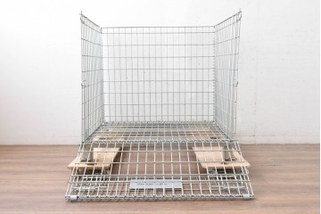 【直接引き取り限定】　中古　店舗什器　倉庫用収納　内寸W1000×D900×H800mm　前面全開式!　折りたたみできるメッシュパレット9台セット　(R-089509)