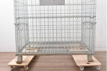 【直接引き取り限定】　中古　店舗什器　倉庫用収納　内寸W1000×D900×H800mm　前面全開式!　折りたたみできるメッシュパレット9台セット　(R-089509)