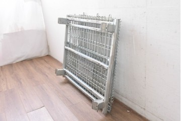 【直接引き取り限定】　中古　店舗什器　倉庫用収納　内寸W1000×D900×H800mm　前面全開式!　折りたたみできるメッシュパレット9台セット　(R-089509)