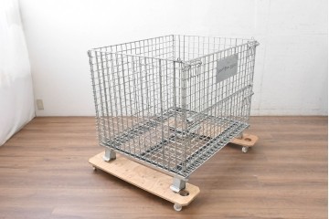 【直接引き取り限定】　中古　店舗什器　倉庫用収納　W1000×D800×H800mm　前面上部開閉式!　折りたたみできるメッシュパレット15台セット　(R-089510)