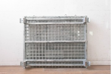 【直接引き取り限定】　中古　店舗什器　倉庫用収納　W1000×D800×H800mm　前面上部開閉式!　折りたたみできるメッシュパレット15台セット　(R-089510)