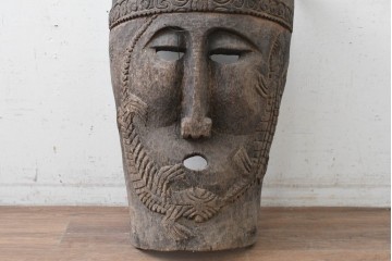 中古　インドネシア　エスニックな雰囲気漂うウッドマスク　(R-089511)